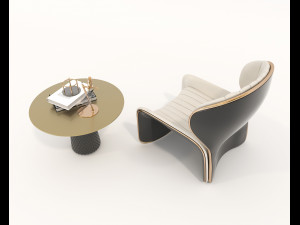 contemporary chair and coffee table 7 3D 模型