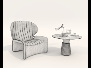 contemporary chair and coffee table 7 3D 模型