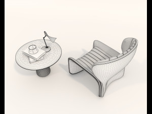 contemporary chair and coffee table 7 3D 模型