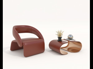 contemporary chair and coffee table 8 Modelo 3D