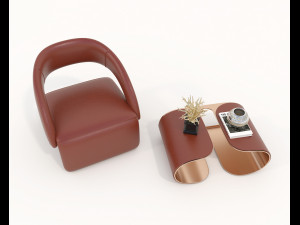 contemporary chair and coffee table 8 3D Model