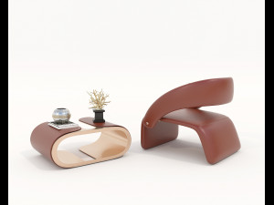 contemporary chair and coffee table 8 3D Model