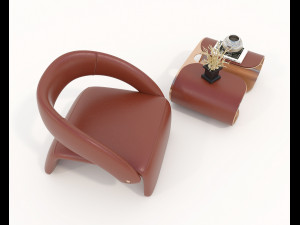 contemporary chair and coffee table 8 3D Model