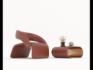 contemporary chair and coffee table 8 3D Model