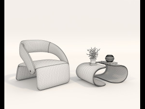 contemporary chair and coffee table 8 3D Model