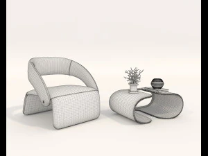 contemporary chair and coffee table 8 3D Model