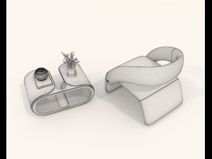 contemporary chair and coffee table 8 3D Model