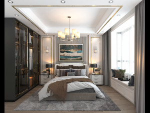 luxury bedroom interior scene 3D Model