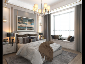 luxury bedroom interior scene 3D 모델