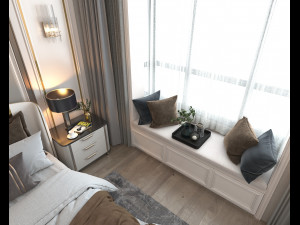 luxury bedroom interior scene 3D 모델