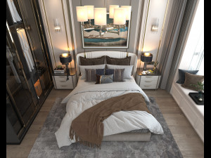 luxury bedroom interior scene 3D 모델