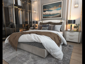 luxury bedroom interior scene 3D 모델