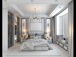 luxury bedroom interior scene 3D 모델