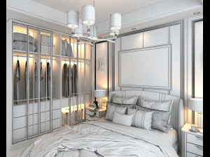 luxury bedroom interior scene 3D Model