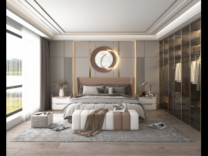 Modern Bedroom Interior Scene 5 Modèle 3D