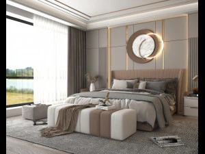 Modern Bedroom Interior Scene 5 3D Model