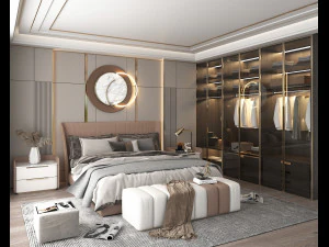 Modern Bedroom Interior Scene 5 3D Model