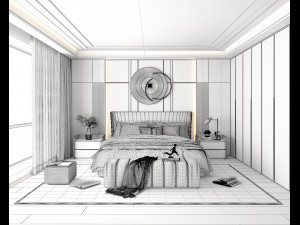 Modern Bedroom Interior Scene 5 Modelo 3D