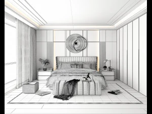 Modern Bedroom Interior Scene 5 3D Model
