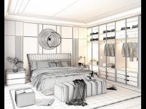 Modern Bedroom Interior Scene 5 Modelo 3D