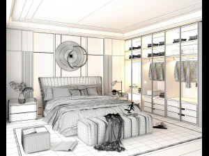 Modern Bedroom Interior Scene 5 3D Model