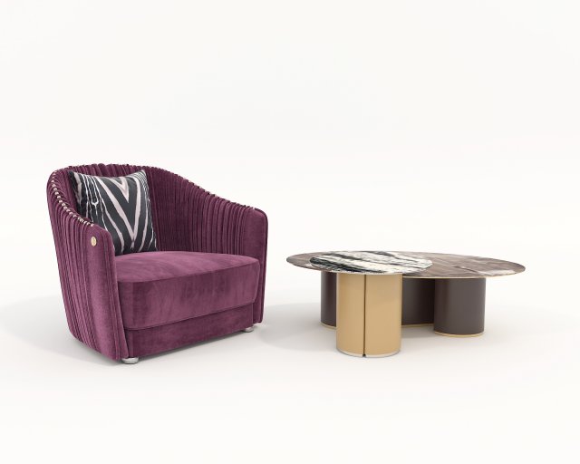 Luxury Chair and Coffee Table Modelo 3D .c4d .max .obj .3ds .fbx .stl .blend 