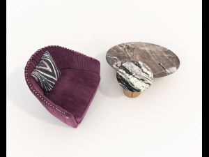 Luxury Chair and Coffee Table Modelo 3D
