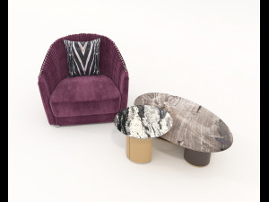 Luxury Chair and Coffee Table Modelo 3D
