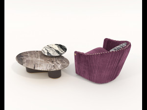 Luxury Chair and Coffee Table Modelo 3D