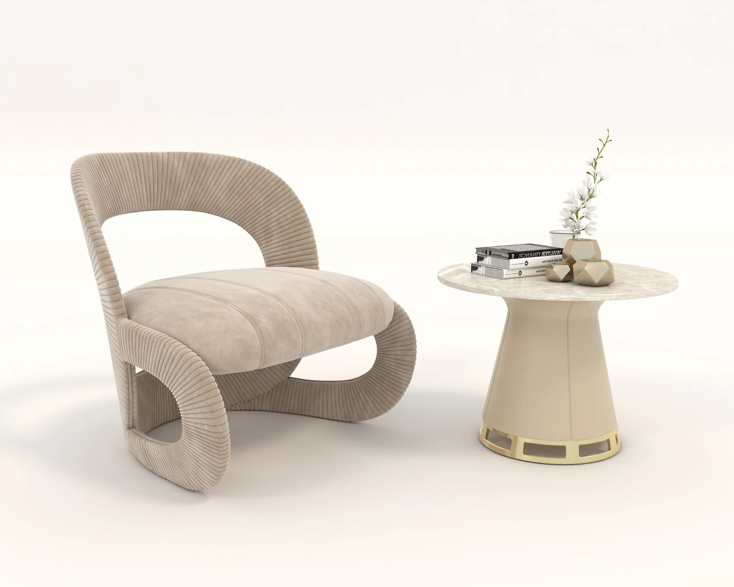 Contemporary Chair and Coffee Table 9 3D Model .c4d .max .obj .3ds .fbx .stl .blend