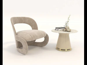 Contemporary Chair and Coffee Table 9 3D Model