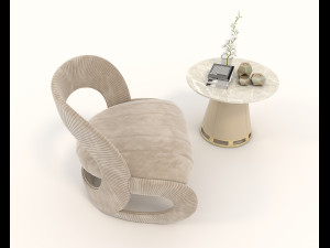 Contemporary Chair and Coffee Table 9 3D Модель