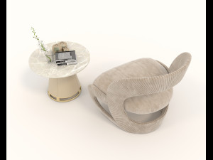 Contemporary Chair and Coffee Table 9 3D Модель