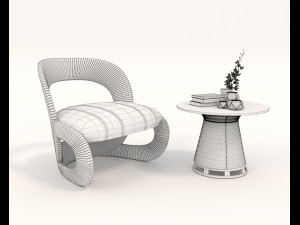 Contemporary Chair and Coffee Table 9 3D Модель