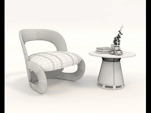 Contemporary Chair and Coffee Table 9 3D Model