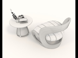 Contemporary Chair and Coffee Table 9 3D Модель