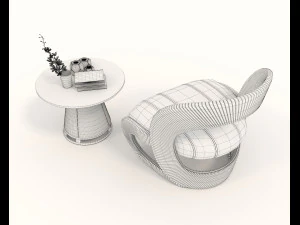 Contemporary Chair and Coffee Table 9 3D Model