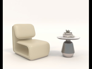 Contemporary Chair and Coffee Table 10 3D Model
