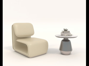 Contemporary Chair and Coffee Table 10 Model 3D