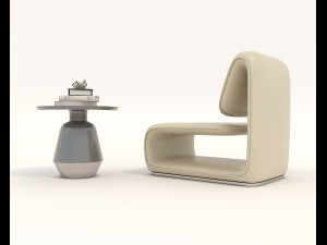 Contemporary Chair and Coffee Table 10 Modelo 3D
