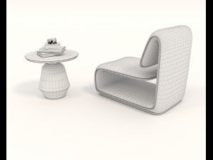 Contemporary Chair and Coffee Table 10 Modelo 3D