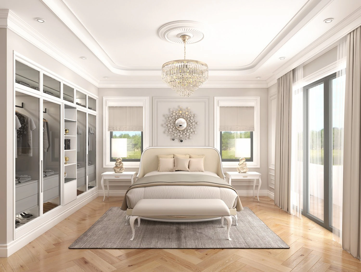 Neoclassical Bedroom Interior Scene 3D Model .c4d .max .obj .3ds .fbx .stl .blend 