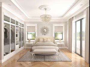 Neoklassizistische Schlafzimmer-Innenszene 3D Modell