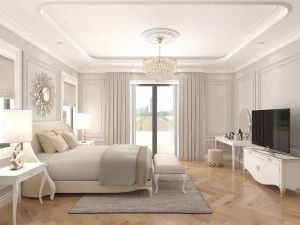 Neoclassical Bedroom Interior Scene 3D Model