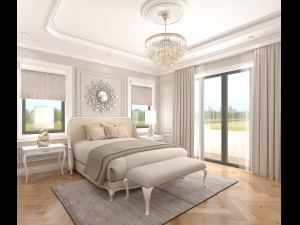Neoclassical Bedroom Interior Scene 3D Модель