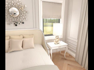 Neoclassical Bedroom Interior Scene 3D Model