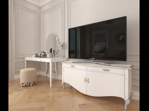 Neoclassical Bedroom Interior Scene 3D Model