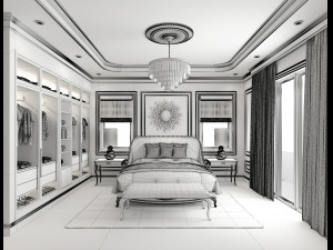 Neoclassical Bedroom Interior Scene 3D Модель