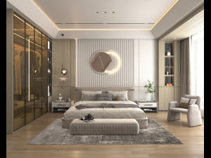 Modern Bedroom Interior Scene 6 3D-Modell