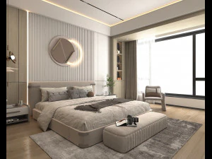 Modern Bedroom Interior Scene 6 3D Model